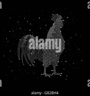 Composite image of constellation forming rooster against black background Stock Photo