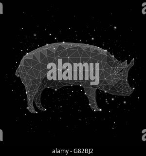 Composite image of constellation forming pig against black background Stock Photo