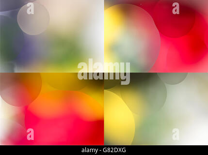 Collage of 4 Multi colored backgrounds with circles Stock Photo