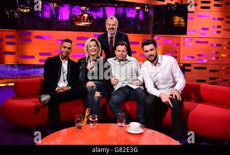 (Left - right) Lewis Hamilton, Rita Ora, Graham Norton, Ewan McGregor