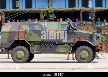 BURG / GERMANY - JUNE 25, 2016: german armored military infantry mobility vehicle, ATF Dingo drives on open day in barrack burg Stock Photo