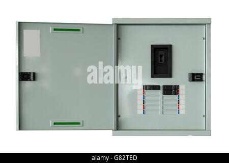 close up control box open on isolated with clipping path. Stock Photo