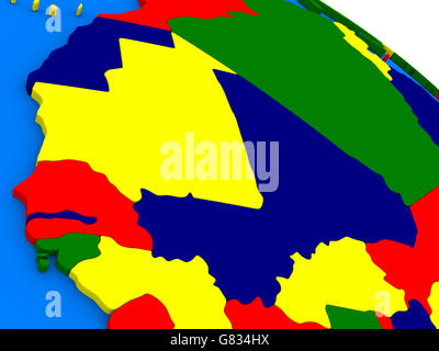 Mali and Senegal on colorful political globe. 3D illustration Stock Photo