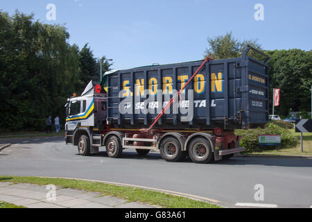 S.Norton heavy transport rruck en-route to LIverpool Dock, with many tons of waste steel, and scrap metal which are sent to China for recycling. Southport, UK Stock Photo