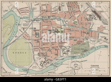 Chester. Vintage Town City Map Plan. Cheshire 1950 Old Vintage Chart 