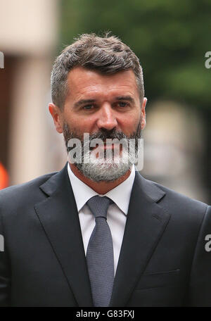 Ex-Manchester United footballer Roy Keane arrives at Manchester Magistrates' Court, where he will go on trial over an alleged road-rage incident with taxi driver Fateh Kerar. Stock Photo