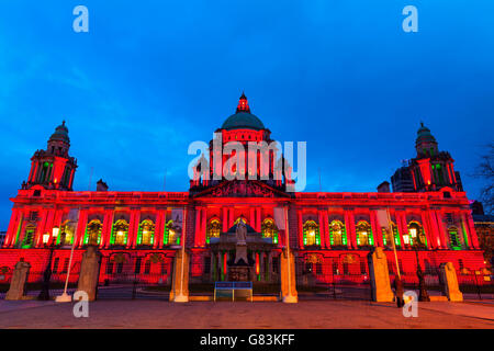 Illuminated Belfast City Hall Stock Photo