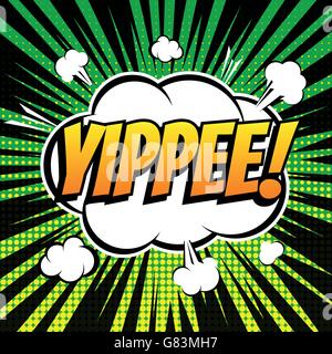 Yippee comic book bubble text retro style Stock Vector