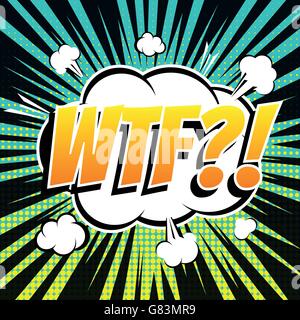 WTF comic book bubble text retro style Stock Vector