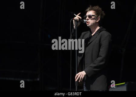 Ian McCulloch of Echo and the Bunnymen performing at the Calling Festival, held on Clapham Common in south London. Stock Photo
