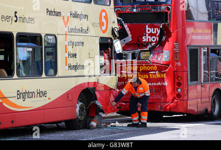 Brighton bus crash Stock Photo