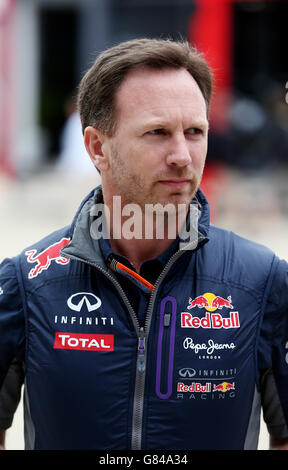 Team Principal of the Infiniti Red Bull Racing Formula One team Christian Horner during the 2015 British Grand Prix at Silverstone Circuit, Towcester. Stock Photo