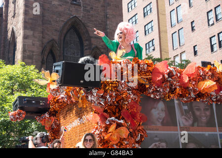 LGBT float at the NYC Pride March on Fifth Avenue in Greenwich Village in New York City Stock Photo