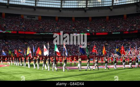 The Parade of Flags prior to the FIFA Women's World Cup Canada 2015 Final match between USA and Japan at BC Place Stadium in Vancouver, Canada. Stock Photo