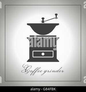 Coffee grinder. Coffee mill silhouette. Kitchen equipment icon. Coffee accessories. Isolated illustration. Vector. Graphic coffee grinder Stock Vector