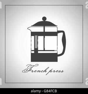 French press coffee maker silhouette. Isolated illustration. Vector. Stock Vector