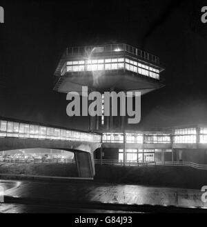 The hexagonal restaurant at the Forton service area on the M6, between Garston and Lancaster. Stock Photo