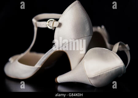 close-up of pair of woman's wedding shoes Stock Photo