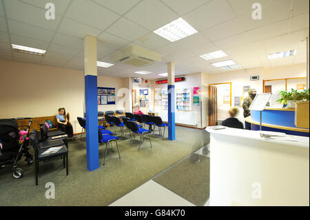 UK NHS GP Surgery waiting room Stock Photo