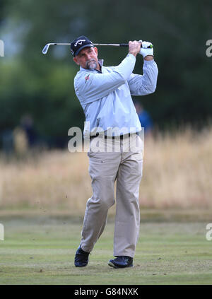 Marco Dawson (USA) finished his second round as leader during day three of the Senior Open Championships at Sunningdale Golf Club, Berkshire. Stock Photo