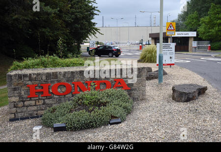 General view of a Honda sign outside of Honda of the UK Manufacturing Ltd's factory in Swindon Stock Photo