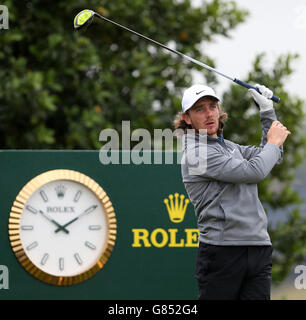 England's Tommy Fleetwood during a practice day ahead of The Open Championship 2015 at St Andrews, Fife. Stock Photo