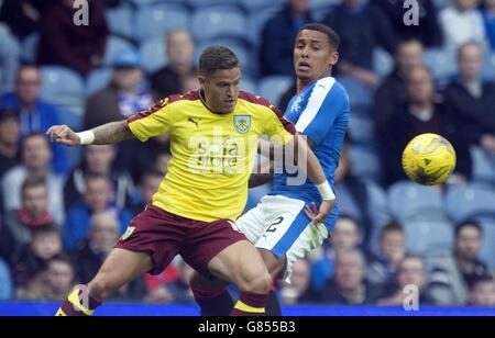 Rangers' James Tavernier (right) and Burnley's Michael Kightly during the pre-season friendly match at the Ibrox Stadium, Glasgow. Stock Photo