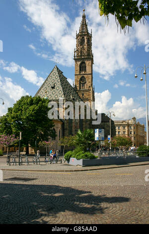 Bolzano cathedral, Santa Maria Assunta - Assumption of Our Lady also known as Dom Maria Himmelfahrt. Built over the foundations Stock Photo