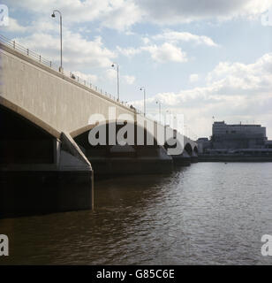 Image of Waterloo Bridge over the River Thames from Victoria Embankment. Stock Photo