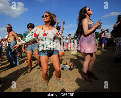 Latitude festival. Festivalgoers at the Latitude festival in Henham Park, Southwold, Suffolk. Stock Photo