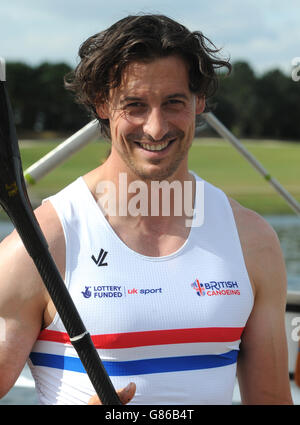 Nick Beighton during training at National Water Sports Centre, Nottingham, in preparation for the Paracanoe World Championships. Stock Photo