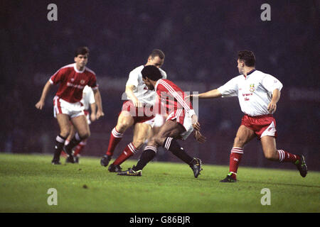 Soccer - European Cup Winners' Cup - Manchester United v Wrexham - Old Trafford. Action from Manchester United v Wrexham. Stock Photo