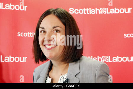 Kezia Dugdale celebrates after being elected Scottish Labour leader, at the Stirling Court Hotel, Stirling. Stock Photo