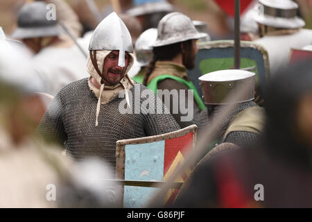 Re-enactors play out the Battle of Evesham at Abbey Park in Evesham. Stock Photo