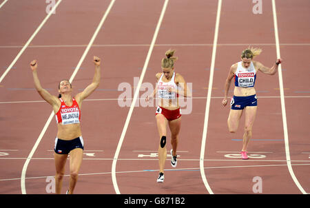 Great Britain's Eilidh Child (right) finishes sixth in the 400m hurdles final during day five of the IAAF World Championships at the Beijing National Stadium, China. Stock Photo