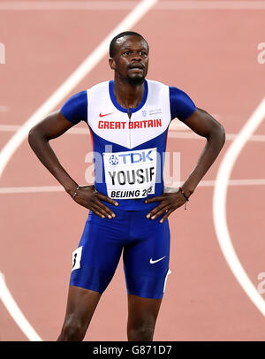 Great Britain's Rabah Yousif after finishing sixth in the Mens 400m final during day five of the IAAF World Championships at the Beijing National Stadium, China. Stock Photo