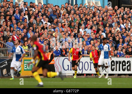 Soccer - Capital One Cup - First Round - Bristol Rovers v Birmingham City - Memorial Stadium. A general view of Birmingham City supporters in the stands at the Memorial Stadium Stock Photo