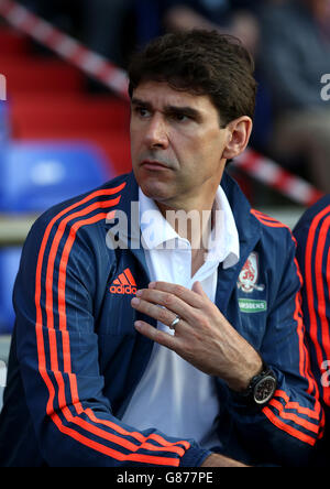 Soccer - Capital One Cup - First Round - Oldham Athletic v Middlesbrough - SportsDirect.com Park. Middlesbrough manager Aitor Karanka during the Capital One Cup, First Round match at SportsDirect.com Park, Oldham. Stock Photo