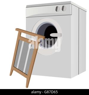 Modern appliances and a laundry board. The illustration on a white background. Stock Photo