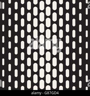 Vector Seamless Black And White Vertical Rounded Rectangle Geometric Pattern Stock Vector