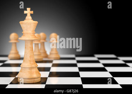 Leader business concept illustrated by chess in 3D rendering. Stock Photo