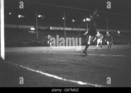 Nottingham Forest goalkeeper Peter Grummitt is beaten by a shot from Swindon Town player Bruce Walker. Stock Photo