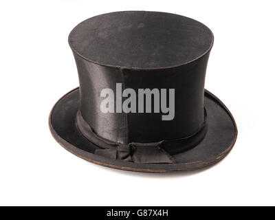 Old used stylish hat on a white background Stock Photo