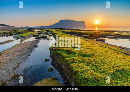 Sunrise at Seongsan Ilchulbong, Jeju, South Korea Stock Photo