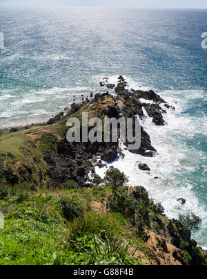 High-angle view of Byron Head, from the Lighthouse, near Byron Bay, NSW, Australia. Stock Photo