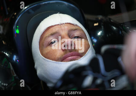 Motor Racing - Formula One World Championship - 2015 Italian Grand Prix - Practice Day - Monza Circuit. McLaren's Jenson Button during the practice day for the 2015 Italian Grand Prix at Monza, Italy. Stock Photo