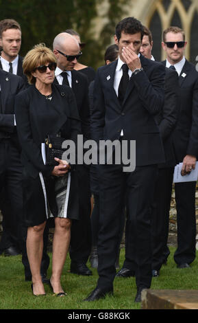 Mark Webber and his wife Ann Neal following the funeral of Justin ...