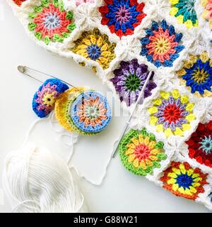 Close-up of crochet blanket Stock Photo