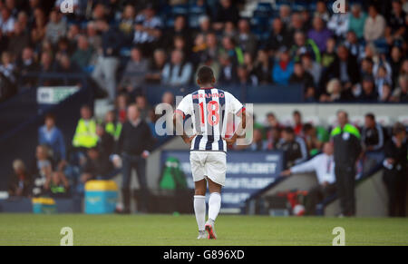 West Bromwich Albion's Saido Berahino during the Barclays Premier League match at The Hawthorns, West Bromwich. Stock Photo