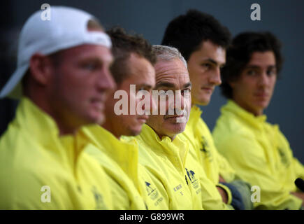 Austraila's Davis Cup team (left o right) Sam Groth, Leyton Hewitt ...